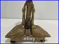 Mottahedeh Brass Candle Stick Holder with 3 Swan Birds Decoration