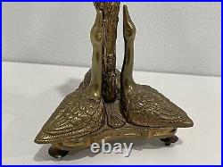 Mottahedeh Brass Candle Stick Holder with 3 Swan Birds Decoration