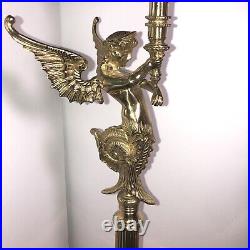 Mythological Winged Mermaids Heavy Brass Candle Holders Pair Approx 10 Lbs