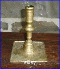 NICE ANTIQUE 17th CENTURY BRASS CANDLESTICK LIGHTING CANDLE HOLDER EARLY