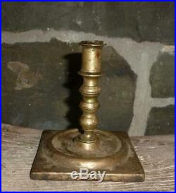 NICE ANTIQUE 17th CENTURY BRASS CANDLESTICK LIGHTING CANDLE HOLDER NR
