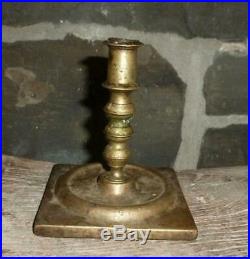 NICE ANTIQUE 17th CENTURY BRASS CANDLESTICK LIGHTING CANDLE HOLDER NR
