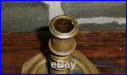 NICE ANTIQUE 17th CENTURY BRASS CANDLESTICK LIGHTING CANDLE HOLDER PRIMITIVE