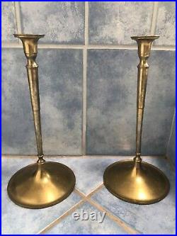 Nashua Brass Tall Candlesticks Antique Vintage Made in USA