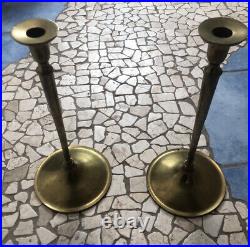 Nashua Brass Tall Candlesticks Antique Vintage Made in USA