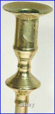 Near Pair Early Georgian Brass Candlestick Queen Anne 18th Century Candle Holder