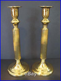 Nice Pair Of Coppercraft Copper Craft Brass Column Candlesticks Candle Holders