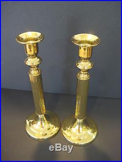 Nice Pair Of Coppercraft Copper Craft Brass Column Candlesticks Candle Holders