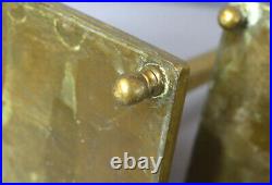 Nice Pair Tall Antique Vintage Brass Mission Style Candlesticks 14