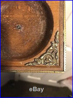 Old Antique RARE Brass And Wood Candle Holder