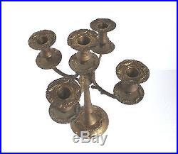 Old Vintage Brass 5 Candle Stick Holder Decorative Collectible