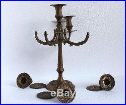 Old Vintage Brass 5 Candle Stick Holder Decorative Collectible