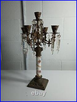 Old Vintage Mid Century Candelabra 5 Candle Holder Centerpiece Brass 17.5 Tall