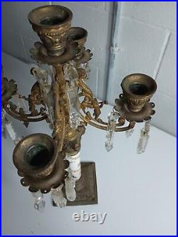 Old Vintage Mid Century Candelabra 5 Candle Holder Centerpiece Brass 17.5 Tall