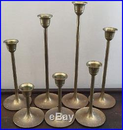 Old Vtg Antique Brass Decorative Candle Stick Chamberstick Holder Lot Of 22