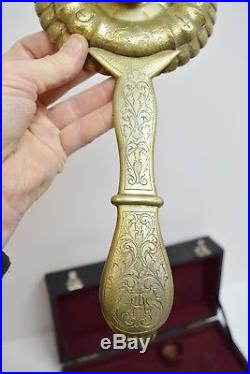 + Older Antique Brass Bugia 13 in Case + (Bishop's Candle Holder) + (CU533)