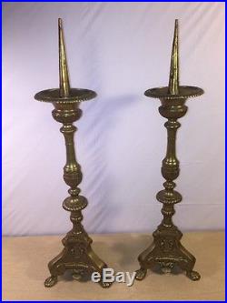 Original Antique Brass Pricket Candlesticks 21