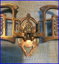 Ornate Art Deco Copper & Brass Art Nouveau Pair Mounted Sconce Candle Holders