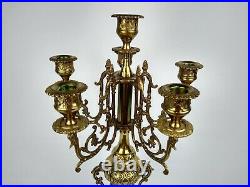 Ornate Brass Brevettato Italian STYLE Candelabra Baroque 5 Arm 19 Vintage