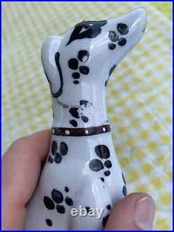 Ornate Dalmatian Dog Candle Holder Brass