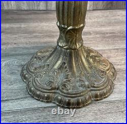 Ornate Floral Unmatched Pair of 2 Heavy Brass Candlesticks Wedding 20 Inch Tall