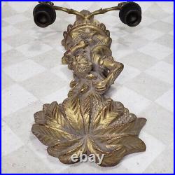 Ornate Monkey Palm Tree Wall Sconce Candle Holder Resin Brass Candlestick 20-1/4