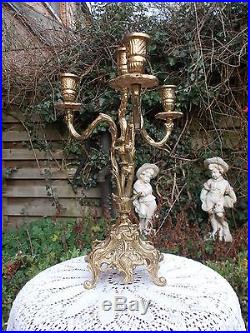 Ornate large brass ornate 4 arm candle holder candelabra Gorgeous