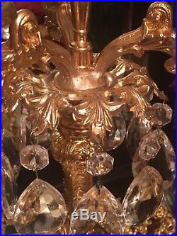 PAIR 14 Antique Ornate Brass BAROQUE Candelabras Candle Holder 3 ARM PRISM SALE