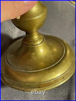 PAIR Antique Brass Push Up Candlestick 19th C