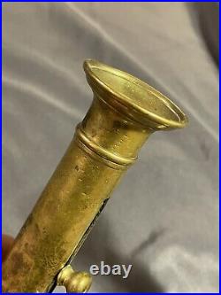 PAIR Antique Brass Push Up Candlestick 19th C