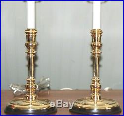 PAIR Brass Candlestick LAMPS Candle Holders PAIR Colonial Williamsburg (4M)