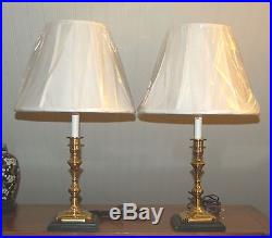 PAIR Brass Candlestick LAMPS PAIR Colonial Williamsburg Neoclassical Valsan