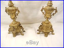 Pair Of Imperial Brass Candelabra, Lot Of Two, Baroque Style, Ornate, Made In It