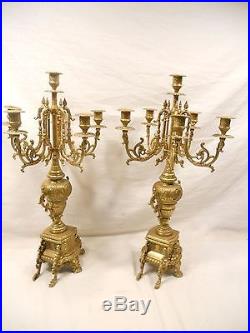 Pair Of Imperial Brass Candelabra, Lot Of Two, Baroque Style, Ornate, Made In It