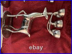 PAIR OF SILVER PLATED BRASS REINDEER Candle Holder Christmas Decor 13 3/4 Tall