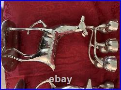 PAIR OF SILVER PLATED BRASS REINDEER Candle Holder Christmas Decor 13 3/4 Tall