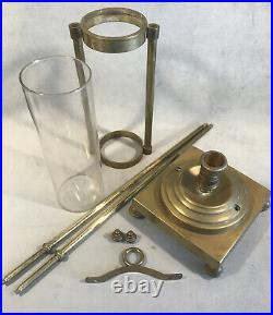 PV04892 Vintage Heavy Brass Nautical 19 Candle Holder with Glass Hurricane PAIR
