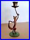 Painted Dancing Fox holding a Duck Head Candle Holder Vintage
