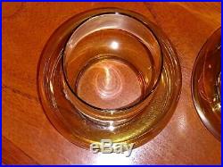 Pair 1960s MCM HANS-AGNE JAKOBSSON Candle Holders MARKARYD with Amber Globes