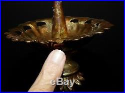 Pair 20 Gothic Cast Pierced Ecclesiastical Altar Candle Holder Pricket Brass
