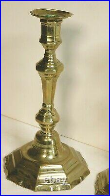 Pair Antique French Brass Candlestick Candle Holder 1750 18th Century English