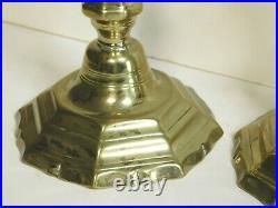 Pair Antique French Brass Candlestick Candle Holder 1750 18th Century English