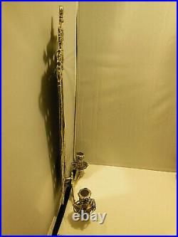 Pair Antique Victorian Ornate Solid Brass Mirror Wall Sconces Candle Holders