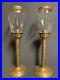 Pair Antique Vtg Brass Spring Loaded Candlestick Holder withGlass Shade DENMARK