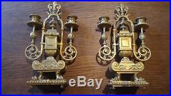 Pair Antique heavy Ornate Brass 2 Arm Candelabra Candlestick