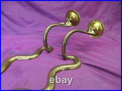 Pair Antique large Cobra Snake, engraved solid brass candle wall sconces 31