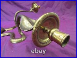 Pair Antique large Cobra Snake, engraved solid brass candle wall sconces 31