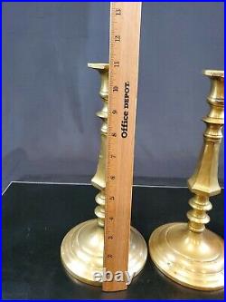 Pair Antiques 18th Century Brass Candlestick Candle Holder