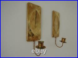 Pair Art Nouveau Swedish Brass Wall Sconce Candle Holder