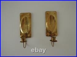 Pair Art Nouveau Swedish Brass Wall Sconce Candle Holder